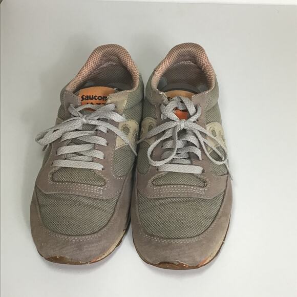 Saucony Men’s Jazz Low Pro orange/Brown Vegan Sneakers Sz. 10 GUC (flaws) - Picture 4 of 10